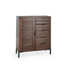 OAK FURNITURE LAND DETROIT SOLID HARDWOOD & METAL WIDEBOY CHEST - RRP £649 (BLOCK A)(COLLECTION OR OPTIONAL DELIVERY AVAILABLE*)