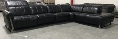 PACKHAM BLACK LEATHER POWER RECLINER CHAISE CORNER SOFA (BLOCK A)(COLLECTION OR OPTIONAL DELIVERY AVAILABLE*)