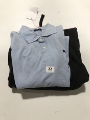 BURBERRY LONDON MENS POLO SHIRT IN LIGHT BLUE (SIZE UNKNOWN) TO INCLUDE STONE ISLAND FUR LINED HOODIE IN BLACK SIZE LARGE (ROW 1)