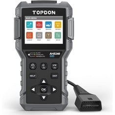 TOPDON ARTILINK600 OBD2 SCANNER CODE READER WITH ABS/SRS DIAGNOSTICS, ACTIVE TEST, OIL/SAS/BMS RESET CAR ACCESSORIES (ORIGINAL RRP - £109.99) IN GREY. (WITH BOX) [JPTC56632]