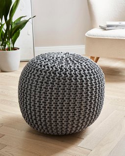 KNITTED POUFFE IN GREY - RRP £81: LOCATION - BR1
