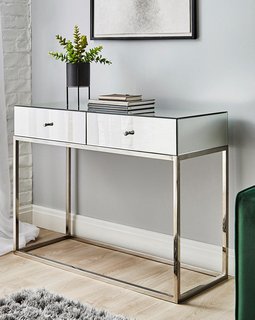 CLAUDIA MIRRORED CONSOLE TABLE IN MIRROR - RRP £549: LOCATION - D5