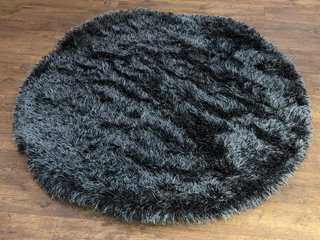INDULGENCE SUPERSOFT SHAGGY RUG CIRCLE IN CHARCOAL SIZE 133CM DIAMETER- RRP £67: LOCATION - D6