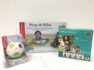 INFANTINO - FLIP 4-IN-1 CONVERTIBLE CARRIER, SENSO - RAINBOW BALL & INFANTINO - PROP-A-PILLAR TUMMY TIME & SEATED SUPPORT TOTAL TOTAL RRP £110