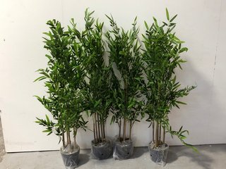 4 X POTTED FAUX BAMBOO INDOOR/OUTDOOR PLANTERS: LOCATION - A1