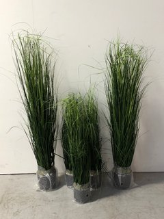 5 X POTTED FAUX INDOOR/OUTDOOR TALL & SHORT GRASS PLANTS: LOCATION - A1
