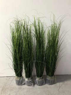 4 X POTTED FAUX INDOOR/OUTDOOR TALL GRASS PLANT: LOCATION - A1