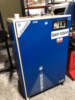 (COLLECTION ONLY) UNIAIR STENHOJ 11A S.W.P 10 BAR COMPRESSOR (THIS ITEM IS EXTREMELY HEAVY AND WILL REQUIRE A SUITABLE VEHICLE FOR COLLECTION): LOCATION - A1