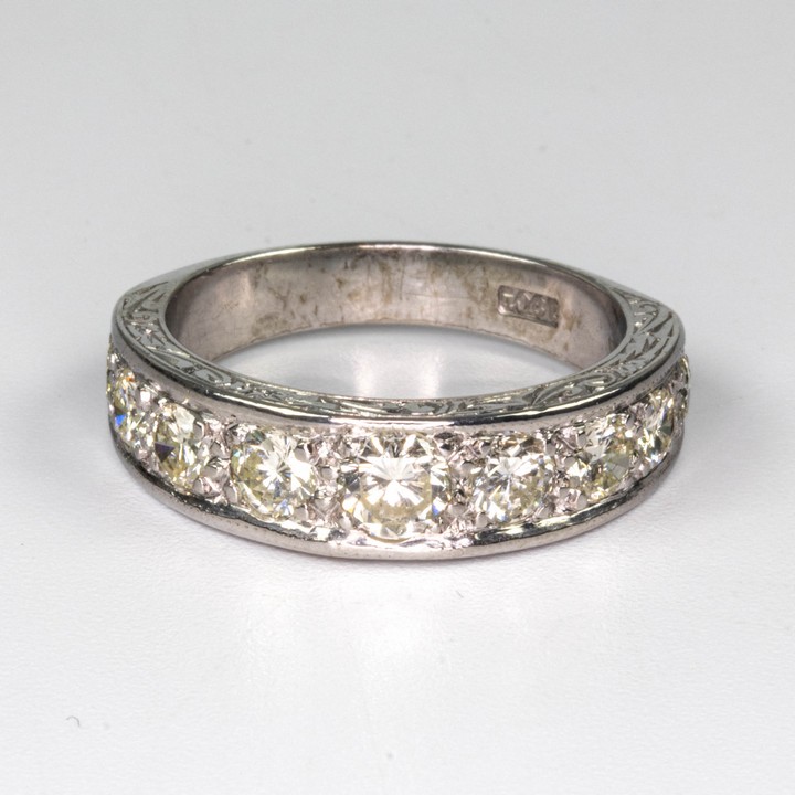 18K White 1.30ct Diamond Half Eternity Ring, Size P, 7.7g.  Auction Guide: £600-£700