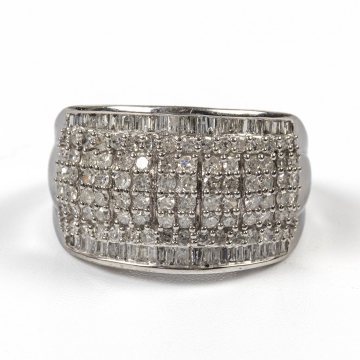 9ct White Gold 1.00ct Diamond Pavé Cluster Ring, Size N, 5.7g.  Auction Guide: £200-£300