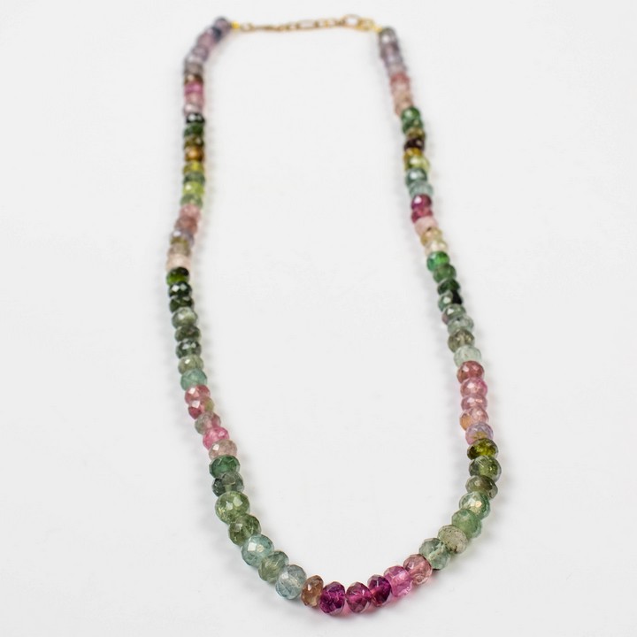 9K Clasp 121.00ct Natural Multi-coloured Tourmaline AAA String Necklace, 46cm, 27.3g.  Auction Guide: £380-£480