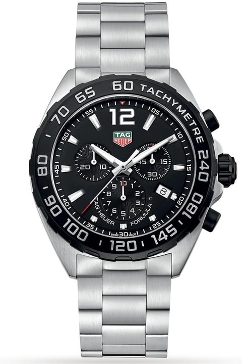 Tag Heuer Formula 1 Ref: CAZ1010 Quartz Watch. 43mm Stainless Steel Case with Black Fixed Tachymeter Bezel, Black Dial and Stainless Steel Bracelet. Age: Unknown (card not stamped). Comes with box, i
