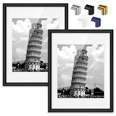10 X NACIAL 2 PCS BLACK A4 PHOTO FRAMES MODERN DESIGN, A4 PICTURE FRAMES FOR PICTURES/PHOTOS/POSTERS, A4 FRAME FOR A5 PHOTO, WITH FREESTANDING BRACKET AND MOUNTED HOOK FOR HOME DECO - TOTAL RRP £122: