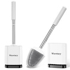 18 X WARETARY TOILET BRUSH AND HOLDER SET FOR BATHROOM, DEEP CLEANER SILICONE TOILET BRUSHES WITH FLEXIBLE BRISTLES, DURABLE STAINLESS STEEL HANDLE, QUICK DRYING HOLDER (2 PACK) - TOTAL RRP £195: LOC