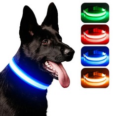 31 X TYGA LED DOG COLLAR, LIGHT UP DOG COLLAR LIGHTS USB RECHARGEABLE PUPPY CHRISTMAS COLLAR ADJUSTABLE PET COLLAR COMFORTABLE SOFT MESH SAFETY DOG COLLAR FOR SMALL, MEDIUM, LARGE DOGS(MEDIUM,BLUE) -