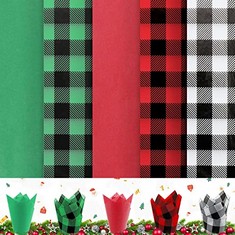 46 X COVIENAPP 100 SHEETS CHRISTMAS TISSUE PAPER BUFFALO PLAID WRAPPING PAPER XMAS GIFT WRAP PAPER BULK FOR NEW YEAR DECORATIONS DIY ART CRAFT KIDS ART WORK,14 * 20 IN(30 * 50 CM) - TOTAL RRP £306: L