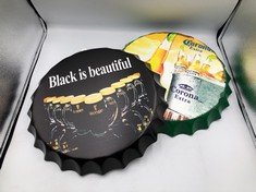 CORONA EXTRA & GUINESS BLACK IS BEAUTIFUL PLAQUE WALL DECORATION : LOCATION - MIDDLE BLUE RACK