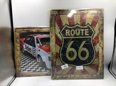 ROUTE 66 + NAZCAR WALL PLAQUES: LOCATION - MIDDLE BLUE RACK