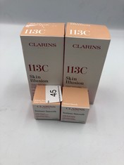 QTY OF CLARINS PRODUCTS TO INCLUDE 113C SKIN ILLUSION HYDRATING FOUNDATION 30ML RRP £80:: LOCATION - A