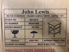 JOHN LEWIS WILTON 2 X BEDSIDES 1 DRAWER COMPACT RRP £110: LOCATION - BACK FLOOR(COLLECTION OR OPTIONAL DELIVERY AVAILABLE)