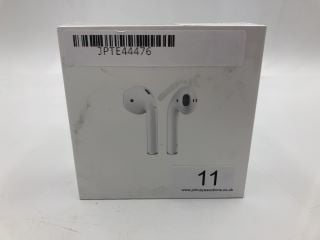 APPLE AIRPODS 2 WITH CHARGING CASE EARBUDS: MODEL NO A2032, A2031,A1602 (ORIGINAL RRP - £429) (WITH BOX & ALL ACCESSORIES). (SEALED UNIT).: LOCATION - A RACK