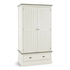 OAK FURNITURE LAND BROMPTON PAINTED ACACIA & ASH TOP DOUBLE WARDROBE - RRP £849 (BLOCK A)(COLLECTION OR OPTIONAL DELIVERY AVAILABLE*)