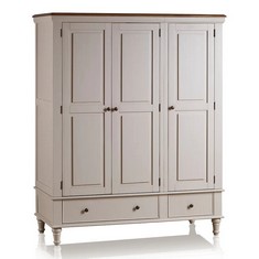 OAK FURNITURE LAND SHAY RUSTIC SOLID OAK & PAINTED TRIPLE WARDROBE - RRP £1449 (BLOCK A)(COLLECTION OR OPTIONAL DELIVERY AVAILABLE*)