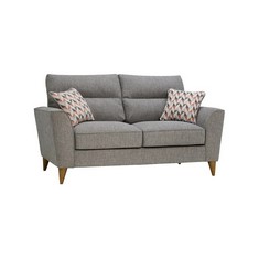 OAK FURNITURE LAND JENSEN 2 SEATER SOFA SILVER WITH CORAL FABRIC - RRP £1099 (BLOCK A)(COLLECTION OR OPTIONAL DELIVERY AVAILABLE*)