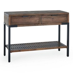 OAK FURNITURE LAND DETROIT SOLID HARDWOOD & METAL CONSOLE TABLE - RRP £369 (BLOCK A)(COLLECTION OR OPTIONAL DELIVERY AVAILABLE*)
