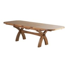 OAK FURNITURE LAND HERCULES RUSTIC SOLID OAK 10-12 SEATER EXTENDABLE DINING TABLE - RRP £1009 (BLOCK A)(COLLECTION OR OPTIONAL DELIVERY AVAILABLE*)