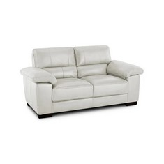 OAK FURNITURE LAND TURIN 2 SEATER SOFA OFF WHITE LEATHER - RRP £1149 (BLOCK A)(COLLECTION OR OPTIONAL DELIVERY AVAILABLE*)