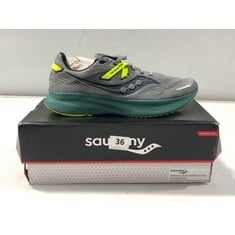 SAUCONY TRAINERS SIZE UK 8.5 IN FOSSIL/MOSS (ROW 1)