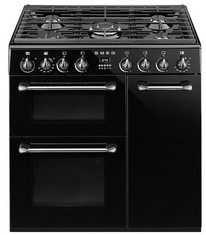 SMEG 90CM DUAL FUEL RANGE COOKER IN BLACK - MODEL NO. BM93BL- RRP £1650 (BLOCK A) (COLLECTION OR OPTIONAL DELIVERY AVAILABLE *)