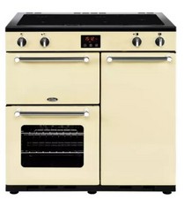 BELLING KENSINGTON 90CM CERAMIC RANGE COOKER IN CREAM / SILVER - MODEL NO. BEKENS90 - RRP £1299 (BLOCK A) (COLLECTION OR OPTIONAL DELIVERY AVAILABLE *)