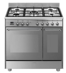 SMEG 90CM DUAL FUEL RANGE COOKER IN STAINLESS STEEL - MODEL NO. C92DX9 (BLOCK A) (COLLECTION OR OPTIONAL DELIVERY AVAILABLE *)