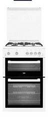 BEKO 60CM COOKER WITH 4 BURNERS IN WHITE - MODEL NO. XTG611 - RRP £429 (BLOCK A) (COLLECTION OR OPTIONAL DELIVERY AVAILABLE *)