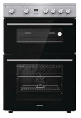 HISENSE 60CM DOUBLE COOKER IN STAINLESS STEEL WITH CERAMIC HOB - MODEL NO. HDE3211BXUK - RRP £429 (BLOCK A) (COLLECTION OR OPTIONAL DELIVERY AVAILABLE *)