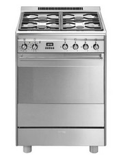 SMEG 60CM DUAL FUEL COOKER IN STAINLESS STEEL - MODEL NO. SUK61PX8 - RRP £1199 (BLOCK A) (COLLECTION OR OPTIONAL DELIVERY AVAILABLE *)