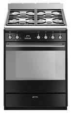 SMEG CONCERT 60CM DUAL FUEL RANGE COOKER IN BLACK - MODEL NO. SUK61MBL9 - RRP £1079 (BLOCK A) (COLLECTION OR OPTIONAL DELIVERY AVAILABLE *)