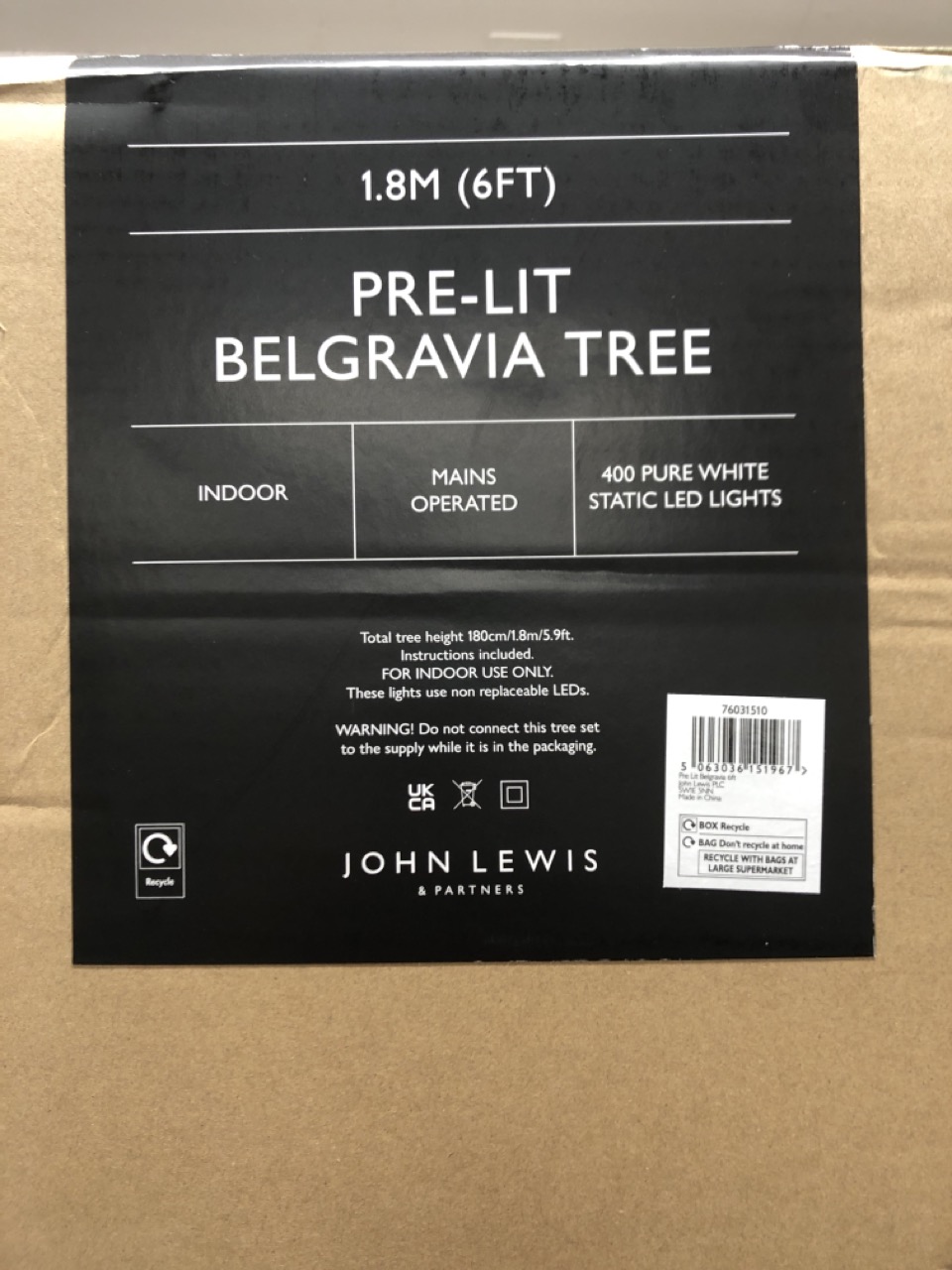 John Pye Auctions 1 X 6FT PRE LIT BELGRAVIA CHRISTMAS TREE INDOOR USE