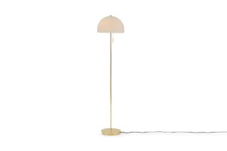 Item Incomplete. Box 1 of 2 Only.  Collet Dome Floor Lamp, Brass & Opal Glass.