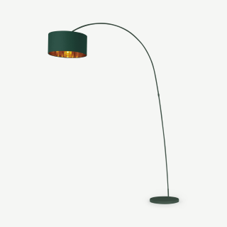 3 x Item Incomplete. Box 1 of 3 Only.  Sweep Arc Overreach Floor Lamp, Matte Green with Copper.