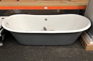 HERITAGE 1750 X 700MM TRADITIONAL ROLL TOPPED DOUBLE ENDED FREE STANDING CAST BATH WITH SET OF DRAGON CLAW FEET, FEET & BATH EXTERIOR PRE PRIMED FOR PAINT FINISH OF CHOICE - RRP £3199: LOCATION - B4