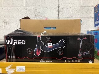 2 X ASSORTED CHILDRENS SCOOTERS TO INCLUDE WIRED 120 LITHIUM SCOOTER IN BLACK/RED: LOCATION - BR10