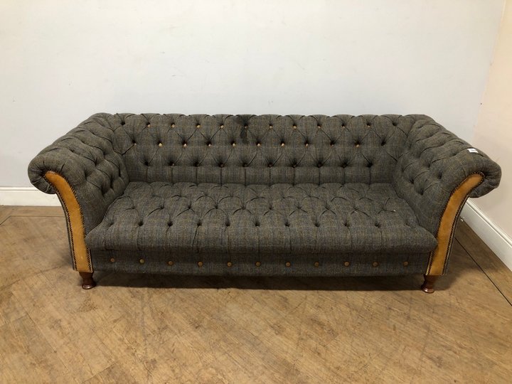 John Pye Auctions CHESTER LODGE 3SEATER SOFA IN GREY HARRIS TWEED RRP £2449 LOCATION C1