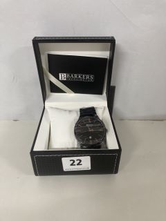BARKERS OF KENSINGTON ENTOURAGE ROSE WATCH Model Specifications: Dial: Black with calendar window,Indices: Rose Gold colour,Movement: Quartz battery,Glass: Scratch resistant mineral glass,Back Case: