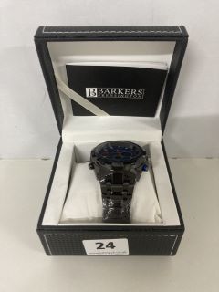 BARKERS OF KENSINGTON MEGA SPORTS BLUE WATCH Model Specification : Dial: Blue with red detailing and three functioning dials, each individually windowed,Indices: Scissor hands,Movement: Quartz batter