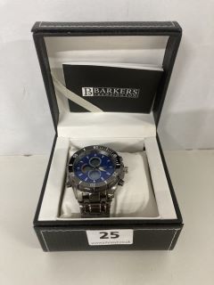 BARKERS OF KENSINGTON PREMIER SPORT BLUE WATCH Model Specifications : Dial: Blue with red detailing and three functioning dials, each individually windowed,Indices: Scissor hands,Movement: Quartz bat