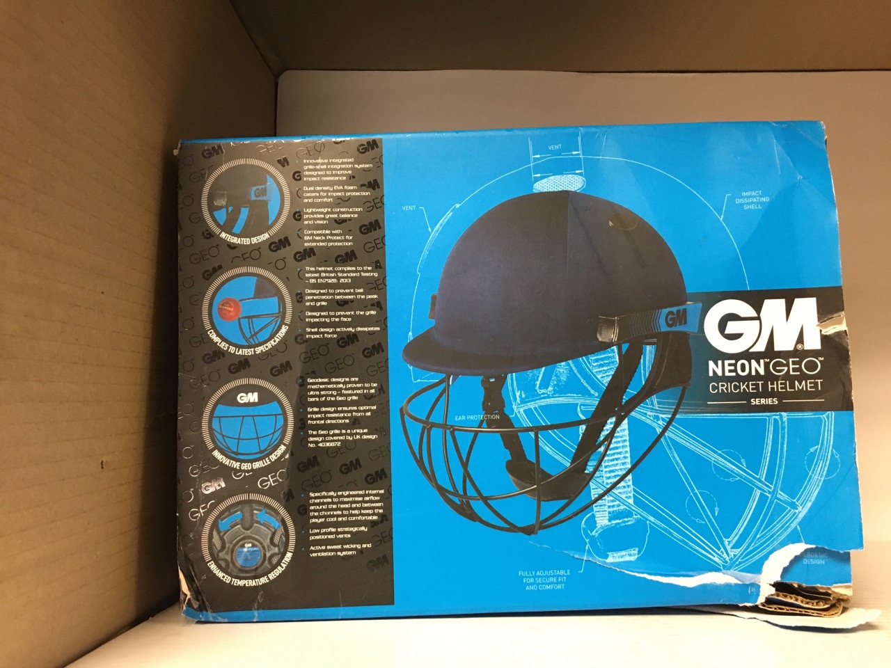 John Pye Auctions GM NEON GEO CRICKET HELMET SIZE MEDIUM LOCATION A12