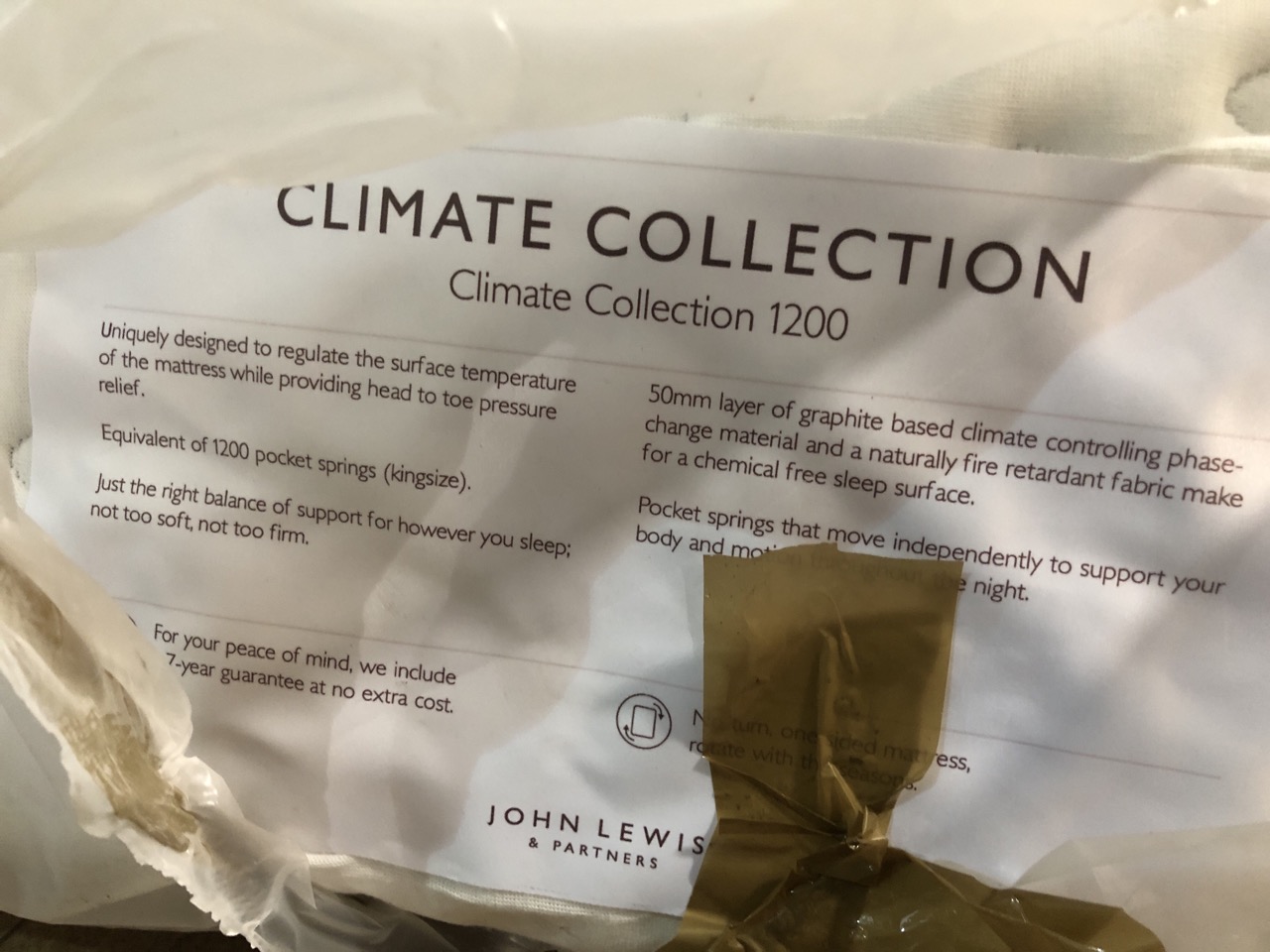 John Pye Auctions JOHN LEWIS CLIMATE COLLECTION 1200 KING SIZE POCKET